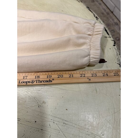 Reformation Women's Elastic Waist Cream Sweatpants Jogger Size Med - Picture 5 of 6